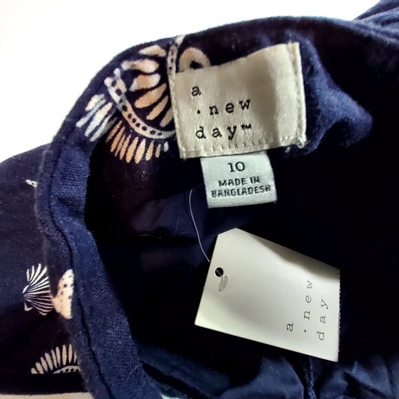 A New Day Womens Navy Blue Sea Life Pattern Skirt  10 Made of linen and rayon - Picture 7 of 9